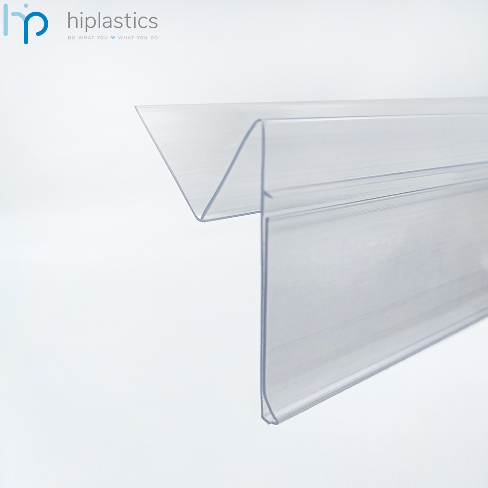 Hiplastics G4 Clear Retail PVC Data Strip Plastic Label Holders for Shelf